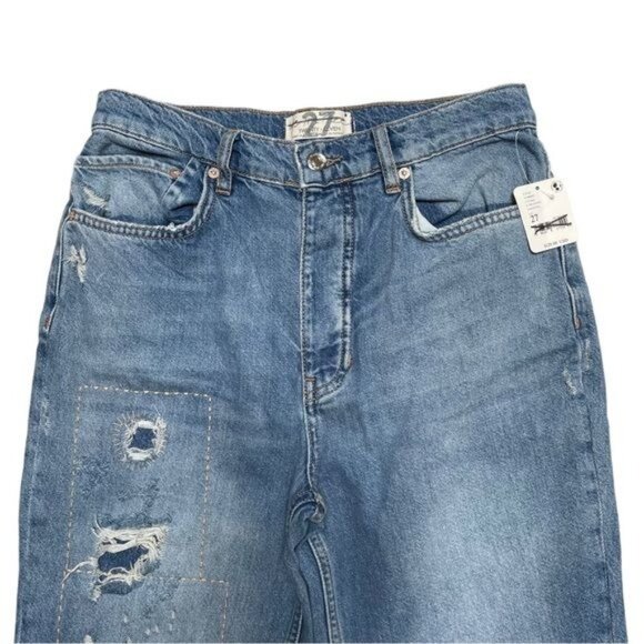 Free People Flare Jeans We The Free Distressed Jeans with Stitching Size 27 NWT - Picture 3 of 10
